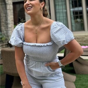 Kittenish Blue Gingham Romper 💙